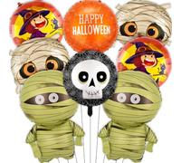 Lot de 8 ballons d'Halloween mignons en forme de tête de mort pour Halloween, décorations de fête de mariage