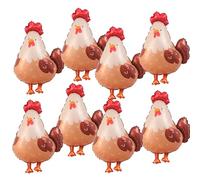 Lot de 8 ballons en aluminium motif animaux de la ferme, poulet, coq, pour anniversaire, décoration de fête sur le thème de la ferme