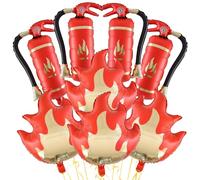 Lot de 8 ballons en aluminium sur le thème des pompiers, extincteur, décorations de fête d'anniversaire sur le thème des pompiers
