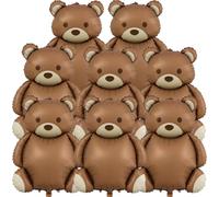 Lot de 8 ballons en forme d'ours en aluminium pour décoration de fête prénatale, anniversaire - 89 cm - Marron