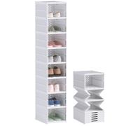 Lot de 8 boîtes à chaussures - HOMCOM - pliables en plastique empilables avec couvercles - pour pointure jusqu'à 43 - blanc