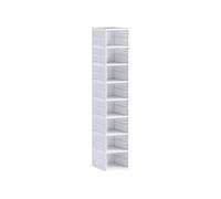 Lot de 8 boîtes à chaussures pliables - cubes à chaussures - dim. 26x35x140 cm - blanc transparent