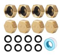 Lot de 8 bouchons d'obturation 3/4" avec joints en caoutchouc avec 1 longue bande brute - 4 m - Capuchon hexagonal en laiton - Pour extérieur, jardin, cuisine - Raccord 3/4"