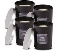 Lot de 8 bougie parfumée à l'ambre/tonka, cadeau d'arôme, bougie 2 mèches en pot noir avec couvercle chromé - Diamètre 10 x Hauteur 12.5 cm- JUANIO - Noir G