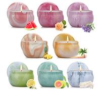 Lot de 8 bougies parfumées pour femme, bougies d'aromathérapie de 120 heures de combustion, bougie en cire de soja naturelle, coffret cadeau portable pour anniversaire, mariage