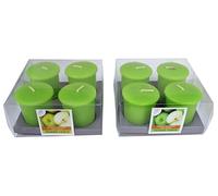 Lot De 8 Bougies Votives Decoratives Parfumées, Anti Tabac, Livré Dans Leur Coffret, Pour La Decoration de L' Intérieur De votre Maison Et pour Créer Une Ambiance. Verte, Parfum Pomme 4x6 cm Duree 10h