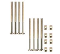 Lot de 8 boulons M6 x 100 mm pour meubles, vis à six pans creux plaqués zinc avec écrous à barillet pour chaises, lits et armoires