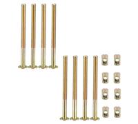 Lot de 8 boulons M6 x 80 mm pour meubles, vis à six pans creux plaqués zinc avec écrous à barillet pour chaises, lits et armoires