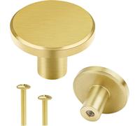 Lot de 8 boutons de meubles dorés, boutons d'armoire, poignées de tiroir, boutons ronds en laiton, poignées pour armoires de cuisine, buffets, penderies, 28 x 20 mm, vis incluses.