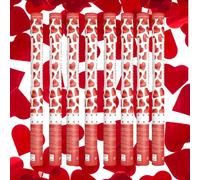 Lot de 8 Canons à Confettis Rouges 60 cm - Portée 5 à 8 m - Cœurs Métalliques Mariage Sortie des Mariés - Lanceur Confettis Longue Portée pour Fête et Événement - Zenda Club