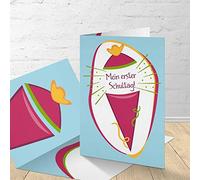 Lot de 8 cartes d'invitation pour la rentrée des classes avec enveloppes assorties, cartes d'invitation à la rentrée des classes. Design « Cartable »