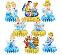 Lot de 8 centres de table Cendrillon - Fournitures de fête d'anniversaire - Décorations de table double face pour filles