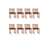vidaXL Chaises de jardin Lot de 8 Bois de teck massif avec coussins