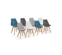 Lot de 8 chaise de bureau H. 79.5 cm non empilable non pliable interieur en bois bleu