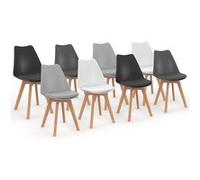 Lot de 8 chaise de bureau id market en bois non empilable non pliable interieur H. 79.5 cm gris gris G