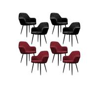 ECD Germany Lot de 8 Chaises de Salle à Manger - Siège Rembourrée en Velours - Pieds en Métal - Fauteuil avec Dossier et Accoudoirs