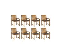 Lot de 8 chaise en acacia non pliable exterieur H. 92 cm bois