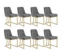 WOLTU Chaise Salle à Manger Lot de 8,Velours,Gris Foncé | Siège Rembourré, avec Dossier, Structure Métallique en Forme d'arc