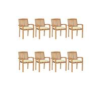 vidaXL Chaises de jardin empilables avec coussins 8 pcs. Bois massif teck