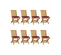 Lot de 8 chaise exterieur non pliable en teck H. 89 cm bois