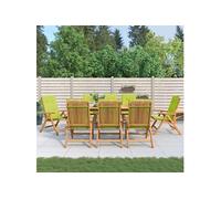 Lot de 8 chaise exterieur pliable en teck H. 104 cm vert