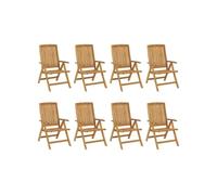 Lot de 8 chaise H. 104 cm empilable pliable en teck exterieur bois