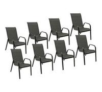 Happy Garden Chaises MARBELLA – Lot de 8 – Textilène gris, Aluminium anthracite