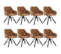 Lot de 8 Chaise pivotante - WOLTU - Pivotante 360° - Accoudoirs rembourrés - Similicuir Marron Clair