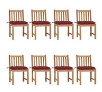 vidaXL Chaises de jardin 8 pcs. avec coussins teck massif
