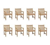 vidaXL Chaises de jardin 8 pcs. avec coussins beiges teck massif