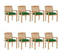 Lot de 8 chaise vidaxl exterieur empilable non pliable H. 90 cm en teck vert vert G