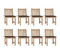 vidaXL Chaises de jardin en teck massif avec coussins – Lot de 8