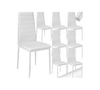 Lot de 8 chaises avec strass en cuir synthétique ergonomiques blanc
