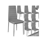 Lot de 8 chaises avec strass rembourrées en cuir synthétique gris