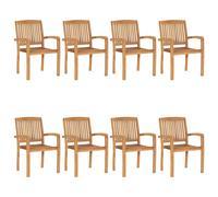 Lot de 8 Chaises de Jardin Empilables Sièges Patio Bois de Teck Solide vidaXL