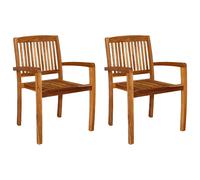 Lot de 8 Chaises de Jardin Empilables Sièges Patio Bois de Teck Solide vidaXL