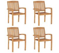 Lot de 8 Chaises de Jardin Empilables Sièges Patio Bois de Teck Solide vidaXL