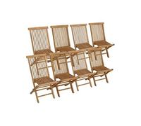 Happy Garden Lot de 8 chaises de jardin Lombok pliantes en teck massif