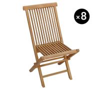Happy Garden Lot de 8 chaises de Jardin Pliantes en Teck Lombok