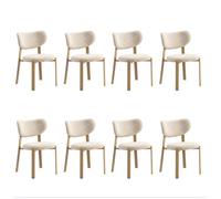 Lot de 8 chaises de salle à manger Luma - Tissu Beige / Pieds Chêne