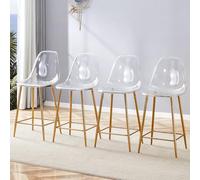 Lot de 8 chaises de salle à manger transparentes modernes avec pieds en métal, chaises de cuisine en plastique, faciles d'entretien, tabourets de bar stables jusqu'à 120 kg, chaises design pour salon