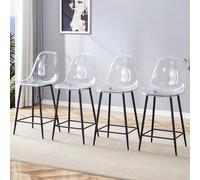 Lot de 8 chaises de salle à manger transparentes modernes avec pieds en métal, chaises de cuisine en plastique, faciles d'entretien, tabourets de bar stables jusqu'à 120 kg, chaises design pour salon