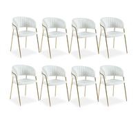Lot de 8 Chaises en Bouclette Batora 79cm Crème & Or