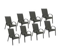 Lot de 8 chaises MARBELLA en textilène gris - aluminium gris anthracite