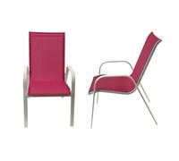 Happy Garden Chaises Marbella Textilène rose aluminium blanc – Lot de 8