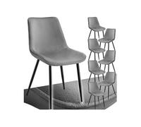 tectake® Chaises Salle à Manger rembourrées, Lot de 8, 48x59x82 cm, Velours | Assise ergonomique, Patins antidérapants en Plastique, Pieds évasés en Acier, Max. 120 kg, Aspect velours, Gris/Noir