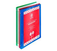 Lot de 8 - Classeur 4 anneaux plastifié Bruneau personnalisable A4 - Dos 2 cm couleurs assorties translucides - - Bruneau