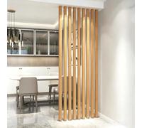 Lot de 8 Cloisons du Sol au Plafond, Séparateur à Lattes en Bois avec Pied Réglable, Colonne de Cloison du Sol au Plafond, Installation sans Perçage pour Espace de Bureau(Natural,110x200cm/43x79)
