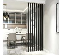 Lot de 8 Cloisons du Sol au Plafond, Séparateur à Lattes en Bois avec Pied Réglable, Colonne de Cloison du Sol au Plafond, Installation sans Perçage pour Espace de Bureau(Black,110x200cm/43x79)