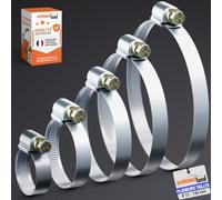 LOT DE 8 | COLLIER SERRAGE à VIS SANS FIN Ø 60-80mm W2 Bande 12mm Inox | GRAND CHOIX TAILLES | 1.4301 304 Serre Tuyau Tube Durite Acier Auto Moteur Turbo Radiateur Intercooler Compresseur